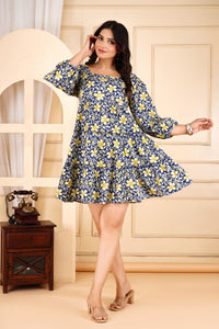 Midnight Bloom Floral Tiered Short Dress