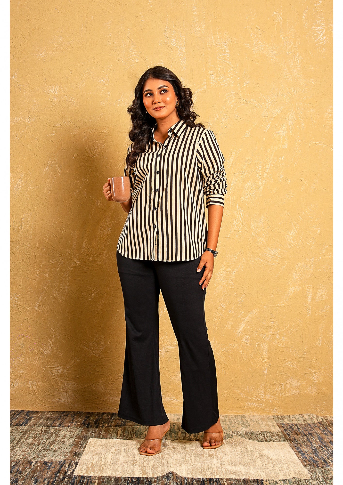 Desert Dabu Black And Beige Stripes Shirt