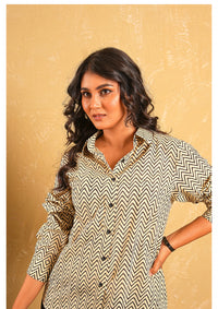 Desert Mirage Zigzag  Handblock Shirt